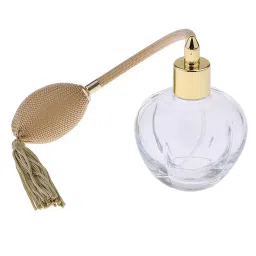 BNF®Crystal Vintage Glass Empty Refillable Perfume Bottle with Spray Atomizer 100ML Yellow | Vanity Perfume & Shaving |1 Piece 100ML Perfume Bottle. image 1