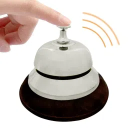Extreme Karigari Metal Table Bell | Manual Push and Press Office Call Bell_Color (Silver) image 3