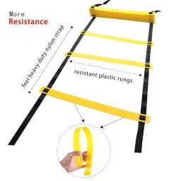 VICTORY Agility Ladder 8 Meter Speed Training Ladder with 16 Adjustable Rungs Speed Training Ladder for Men and Women Ideal for Soccer, Football & Sports Training with Heavy Duty Carry Bag (Yellow) image 2