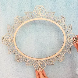 Whittlewud 4 Pcs Floral Wood Frame, Vintage Roses Wood Cut Out, Oval Frame Cutout 6.5x5.6 Inch 3 mm Thick image 2