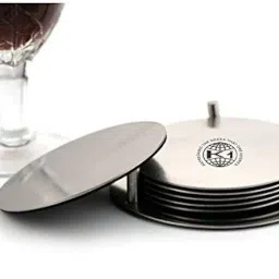 Homz Stainless Steel Round Coaster Set with Stand -Matt Finish- Coasters for Tea Cups,Coffee Mugs,Glasses - Coasters for Dinning Table, Bar and Decor (Set of 6 Pieces) image 4