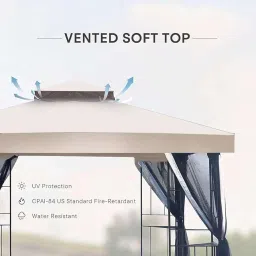 Zyvola Large Outdoor Patio Gazebo Canopy with Mesh Netting for Backyard, Garden, & Poolside Shade image 4