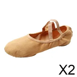 club bollywood The Style Sutra 2xCanvas Ballet Slipper Split-Sole Shoes Fitness Gymnastics Flats Tan_38| Dancewear | Dance Shoes image 1