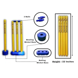 Junior Cricket Stumps Set - 22 Inches | Durable and Sturdy Cricket Wicket Set with Extra Bowling Wicket | for Indoor and Outdoor Cricket Practice | for Small Kids Age Group 3 to 8 Years Old image 2