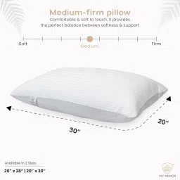 MY ARMOR King Size Luxury Hotel Collection Bed Pillows - 20 X 30 Inches - Pack of 2, Height Adjustable Super Soft Down Alternative Pillows for Back, Side, and Stomach Sleepers - White image 4