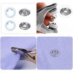 OTEVES 100pc Silver Button Thickened Snap Fasteners Kit Metal Copper Five Claw Buckle Set with Hand Pressure Pliers Tool DIY Sewing Buttons Set for Clothing Sewing and Crafting image 1