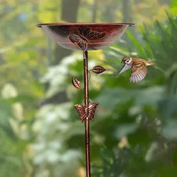 CALANDIS™ Bird Bath Bowl Easy to Clean Decorative Birdbath for Backyard Outdoors Patio Red Bronze Butterfly | Birdbaths | Bird & Wildlife Accessories | Yard, Garden & Outdoor Living image 5