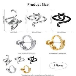 5 Pcs Crochet Ring, Adjustable Crochet Hook, Yarn Tension Rings for Finger Protection, Ideal for Knitting, Fashionable Crochet Accessories,Suitable for DIY Weaving image 1