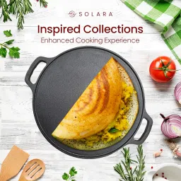 SOLARA Cast Iron Tawa for Dosa 12" Inch (30 CM), Tawa for Dosa, Uthappam, Roti, Chapati, Naan, Gas & Induction Friendly, Dosa Pan Cast Iron, Cast Iron Cookware image 3