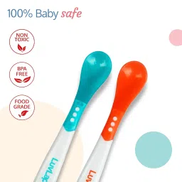 LuvLap Heat Sensitive Baby Feeding Spoon Set of 4, Bpa Free,Food Grade Heat Sensitive Silicone Spoons Self Feeding Utensil, Baby Weaning Spoon for Kids, 3 Months+ (Multicolor), 140 Millimeter image 2