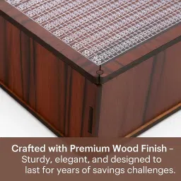 SD Decor Wooden Money Saving Box for Adults – 1 Lakh Piggy Bank with Number Tracker | Secure Gullak for Adults, Milestone Money Bank for Smart Savings & Gifting (100000 Goal) image 5