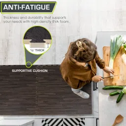 ProsourceFit Wood Grain Puzzle Mat 1/2-in, 6 EVA Foam Interlocking Floor Tiles (24SQ FT) for Secure Indoor Room Workout Flooring and Playmat, Carbon Black image 2