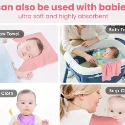 FRESHSHINE Microfiber Small Size Face Towel/Handkerchief 400 GSM Extra Soft & Super Absorbent Face Towels for Women's, Kid's & Newborn Babies Set of 6 (25x25 CM) - Multicolor image 3