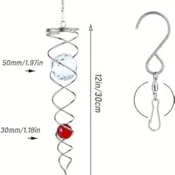 JILMAJ Unique Metal Large/Big Elegant Window Hanging Sprial Tail Decor,Wind Spinner with Glass Beads,Wind Bell Decoration for interiors Stylish Friends, Family, Kids image 5