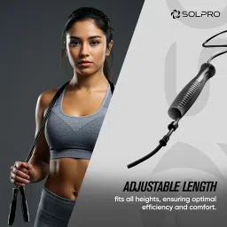 Solpro SKR064 Jump Rope for Men, Women & Athletes|Lightweight, Adjustable Length, TangleFree|NonSlip Handles, Durable Design|Ideal for Speed Training, Cardio, Agility, Fitness & Gym Workouts (Black) image 3
