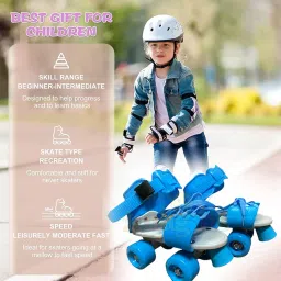 Toy Imagine™ Adjustable Inline Skates for Kids 4-12 Years | Blue Roller Skating Shoes with Front Brake | Polyurethane Wheels | Unisex Skates for Boys & Girls | Beginner Skating Kit image 4