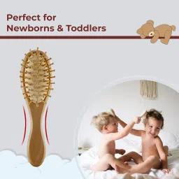 TONY STARK 3 Piece Baby Hair Brush & Comb Set, Wooden Baby Hair Comb Set for Newborn Babies, Natural Fiber Hair Brush for Toddlers with Soft Bristles with Pouch image 4