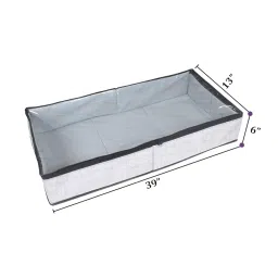 Pretty Krafts Set of 2 Polycotton Transparent Underbed Storage Bag with Handles & Zipper Lock | Space Saving/Foldable/Rectangular Quilt, Comforter, Blankets Storage Bag (99x33x15cm, Grey) image 2