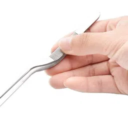 NJ Culinary Chef Tweezer 6.3 Inches, Food Placement Tweezer, tweezer Design Styling Stainless Steel Bayonet Forceps Precision Tongs with Offset Fine Tip - 1 Pc. image 3