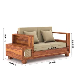 DIVESHIKA ART Solid Sheesham Wood 5 Seater Sofa Set with Attached 1 Shelf Drawers for Living Room Furniture - Honey Finish (Natural) image 4