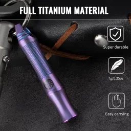 TACRAY Titanium Whistle – Ultra-Loud 120+ dB, CNC Machined, Lightweight & Durable – Perfect for Emergency Survival, Hiking, Camping, and Outdoor Safety – Includes Stainless Steel Chain (Purple) image 1