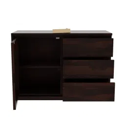 SHIKHA WOOD CRAFT Solid Sheesham Wood Sideboard Cabinet with 3 Drawers and 1 Door Storage | Multipurpose Wooden Chest of Drawers Furniture for Bedroom, Home, Living Room, and Office (Walnut Finish) image 4