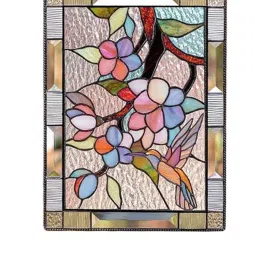 GUDMART® Stained Glass Rectangle Window Panel Suncatcher Wall Decor Cherry image 1