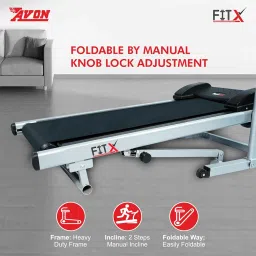 Avon Fitx Single Function Manual Jogger, Foldable Treadmill with Manual Knob Lock Adjustment and 2-Level Manual Incline for Home Cardio Fitness Workouts image 5