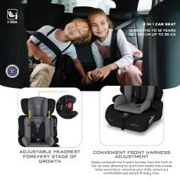 Neobreez i-ELEK 3 in 1 Universal Children‘s i-Size Toddler Car Seat,ECE R129,Group 1/2/3,High Back Booster Seat,Adjustable Headrest,3-Point Safety Belt,5 Point Harness(9-36 kg,76-150 cm,15m to 12yrs) image 4