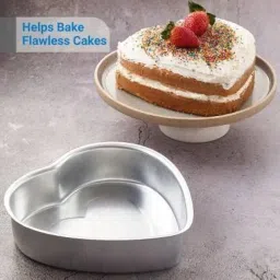 Kanshita's Rasoiware Aluminium Heart Shape Cake Mould 7 Inch & Aluminium Round Shape Cake Mould 7 Inch -Set Of 2, Silver image 4