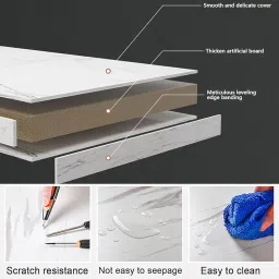 NEST NATURE HAVEN Coffee Table for Office, Dining, or Tea Room, Center Table for Living Room, Contemporary Simple Coffee Cocktail Table with Marble Desktop and Gold Metal Frame-Black Gold image 2