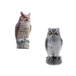 Merishopp 2pcs Fake Owl Outdoor Pest Bird Squirrels Pest Repellent for Keep Birds Away image 2