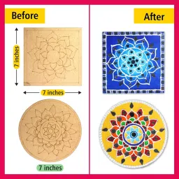 SOLOBOLO Lippan Art and Craft Materials Kit for Adults and Beginners, Premarked MDF Board Warli Art Painting DIY Kit with Stands for Room Wall Hanging, Office and Home Decoration image 3
