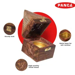 PANCA Wooden Dhoop Dhup Cup Cone Batti Stand Incense Holder for Pooja Puja Item Stand Ash Catcher Handcrafted Traditional Design for Aromatic Rituals - Pack of 1 image 4