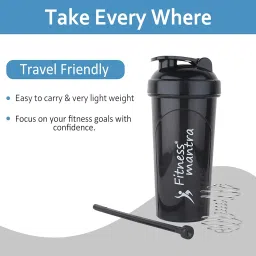 Fitness Mantra® 700ml Classic Shaker Bottle for Men & Women [Capacity 700 ml, Black Color] image 3