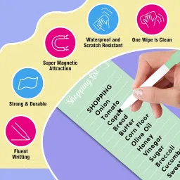 Magnetic Shopping List Grocery Fridge Magnet, 10x24 cm Acrylic Board with Marker (Light Green) image 2