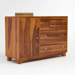 Solid Sheesham Wood Wooden Chest of Drawers with 4 Drawer Storage | Multipurpose Storage Cabinet Rack for Bedroom Home Living Room (Design 8, Honey Finish) image 3