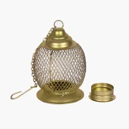 Homesake® Wire Mesh Metal Tea Light Candle Holder – Decorative Tabletop Stand for Home, Diwali, Christmas & Festive Decor | Diwali Decoration for Home| Lighting & Special Occasion Decor, Golden image 3