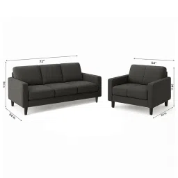 FURNY Hedster 5 Seater 3+2 Fabric Sofa Set (Dark Grey) image 1