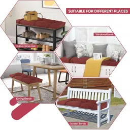 MILLIARD Premium Cotton Bench Cushion – Plush, Lightweight Chair Pad for Indoor/Outdoor, Home Office, and Garden Bench Decor – Versatile, Jute Fabric (60x18x4 inches, Maroon) image 4