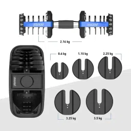 Cockatoo ADB-01 2.5 KG- 24 Kg Adjustable Dumbbell Set, Home Workout Gym Equipment Men and Women, Quick One-Second Adjustment 15-IN-1 Dumbbell Dumbbells Set For Home Gym(24 Kg, Blue) image 2