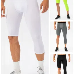 Ubervia Men One Leg L ings for Basketball Breathable Fitn Training Single Leg Tights White image 2