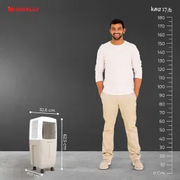 Havells Kalt Pro 17 L Personal Air Cooler for Room|With Fan & 3 Side Bacteria Shield Honeycomb Pads|Aerodynamically Designed Blades|Sleek & stunning design |Front Wheel with Brakes|Inverter Compatible image 1