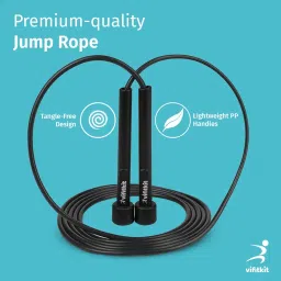 VFK by Xtrim Skipping Rope for Men and Women, Jump Rope With Adjustable Height for Exercise, Gym, Sports, Lightweight, Tangle-Free Design (Black) image 4