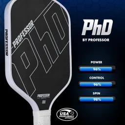 Professor PhD Raw Carbon Fiber Pickleball Paddle - White Edge image 4
