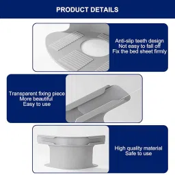 LAIKAIEU Bed Sheet Holder Set with Lock Strips, Heavy Duty Bed Sheet Fasteners, Non-Slip Lock Sheet Clips Mattress, Blankets, Bedding (Grey-4pcs) image 3