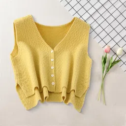 club bollywood Meadawgs®Women Sweater Vest Breathable V Neck Casual Fashion Jumpers Sleeveless Gilet Yellow|Clothing Shoes & Accessories | Womens Clothing | Coats & Jackets|1 Knitted Vest image 5