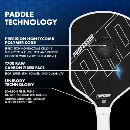 Professor PhD Raw Carbon Fiber Pickleball Paddle - White Edge image 3