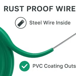 RK Trends PVC Coated GI Wire Clothesline, 20 Metres, Heavy Duty, Assorted Colours image 2