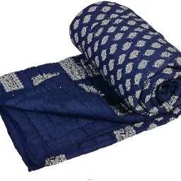 SIBLEY Cotton Single Bed Jaipuri Razai Jaipuri Blanket Ac Quilt for Winter Soft Light Weight Rajasthani Traditional Cotton Razai (55 x 85 inch) - Blue image 2